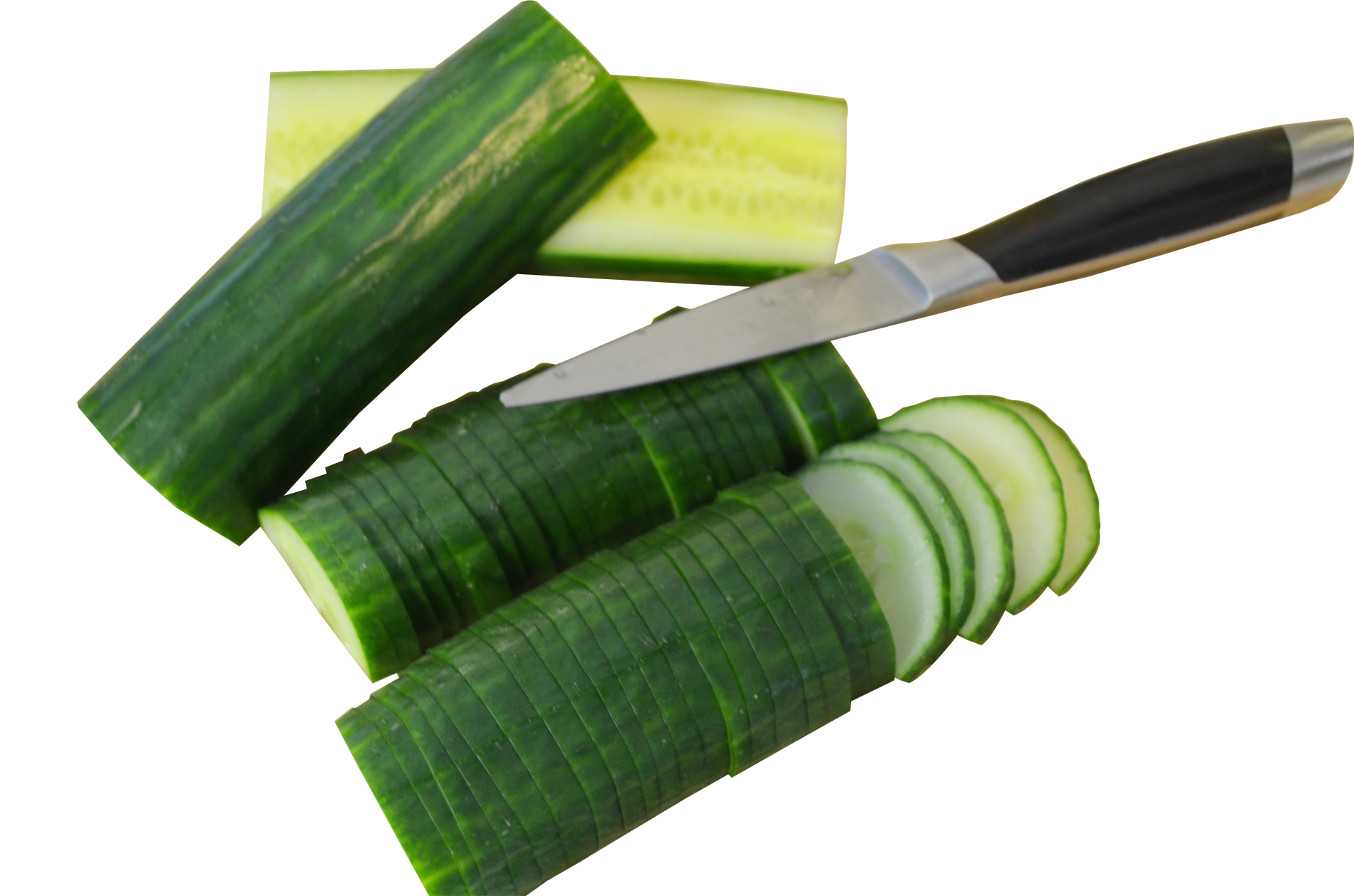 cucumber slice with knife