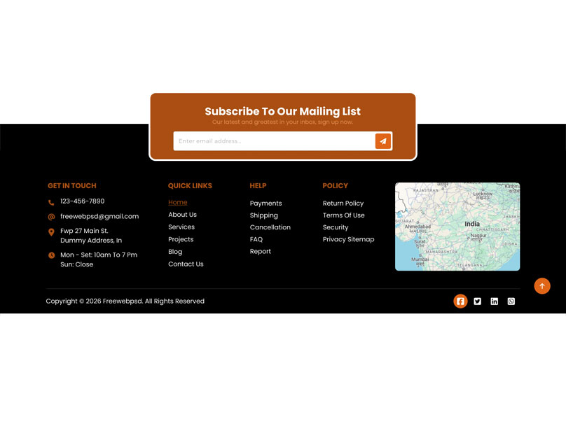 Professional footer UI template